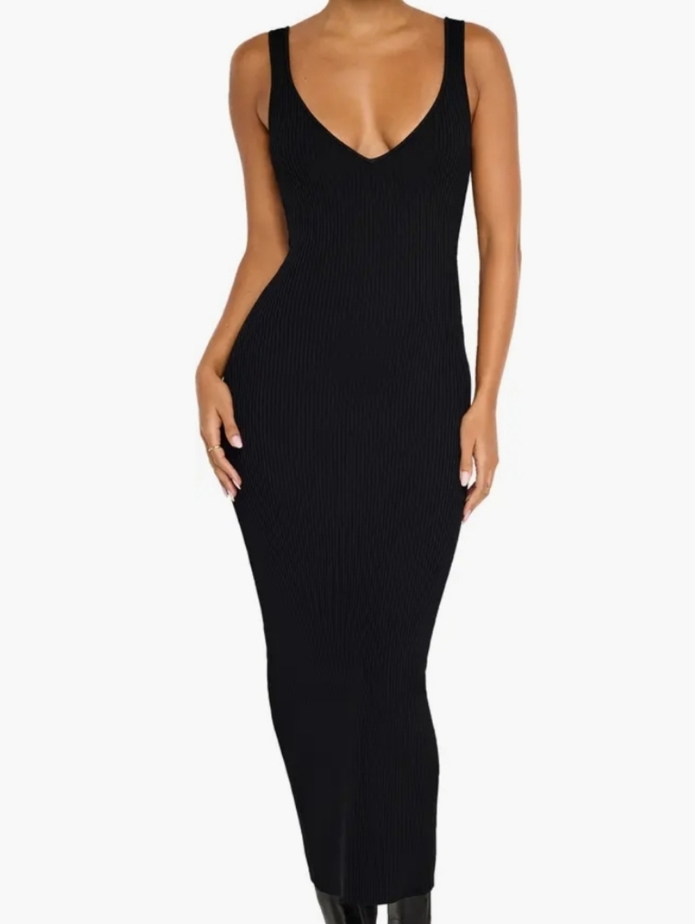 Good American Virgo Sleeveless Rib Sweater Dress L